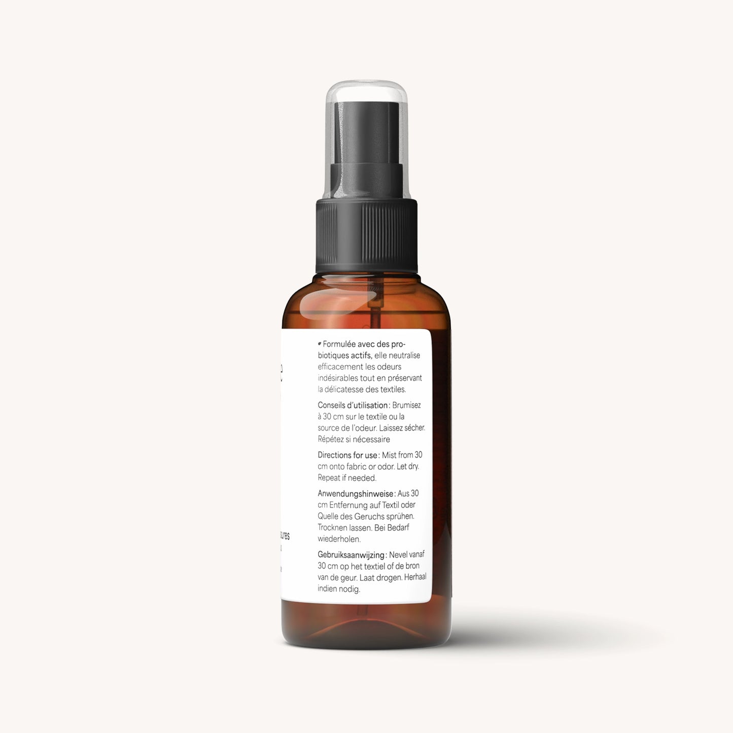 Vue de dos de la brume textile et chaussures aux probiotiques qui rafraîchit et purifie les tissus - 75ml